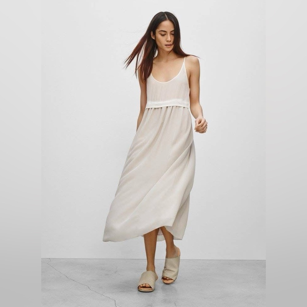 Aritzia Wilfred | Bisous 100% Silk Maxi Dress | Cream/Beige | XXS